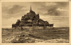CPA Le Mont Saint Michel Le Mont par temps d equinoxe