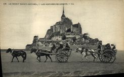 CPA Le Mont Saint Michel Les Voitures de Genets