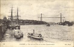 VINTAGE POSTCARD Nantes Seen on the Loire and the Transporter bridge