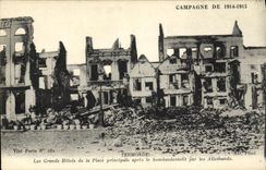 VINTAGE POSTCARD Countryside of Termonde Large Hotels of the Place principlae after the bombardment by the Militaria Germans