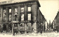 VINTAGE POSTCARD the Crime of Rheims Places Royal and street Colbert bombardees
