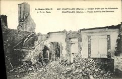 VINTAGE POSTCARD Militaria Chatillon the Marne House borlee by the Germans