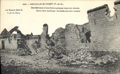VINTAGE POSTCARD Militaria Neuville St Vaast Of the buildings D a Farm some walls have resist