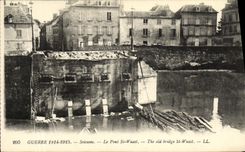 VINTAGE POSTCARD Militaria Soissons War the Bridge St Waast
