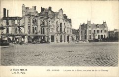VINTAGE POSTCARD Militaria Arras the Place of the Station Seen from of the street Chanzy
