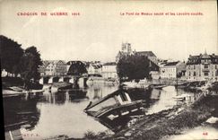 VINTAGE POSTCARD Militaria Meaux the Bridge and the Laundrettes Run