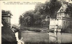 VINTAGE POSTCARD Militaria Arras L Isle Adam the destroyed Bridge