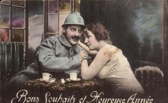 CPA Militaria Bons Souhaits et Heureuse Annee Femme 