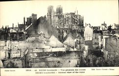 VINTAGE POSTCARD Militaria Rheims Bombards ruins View