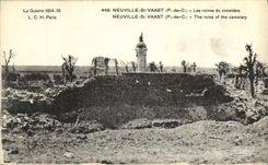 VINTAGE POSTCARD Militaria Neuville St Vaast ruins of the cemetery