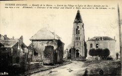 VINTAGE POSTCARD Militaria Guerre Battles of the Entered Marne of the Village and Eglise of Barcy