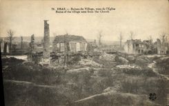 VINTAGE POSTCARD Militaria Arm Ruins of Village Seen of L Church