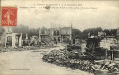 VINTAGE POSTCARD Militaria Battles of the Revigny Marne on Meuse the street of Vitry and L town hall