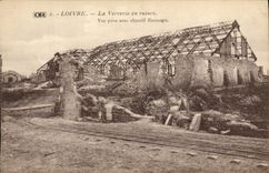 VINTAGE POSTCARD Militaria Loivre the Glassmaking in ruins seen from with Hermagis objective