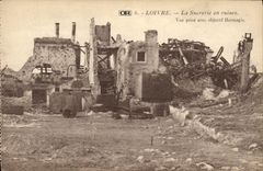 VINTAGE POSTCARD Militaria Loivre the sugar refinery in ruins seen from with Hermagis objective
