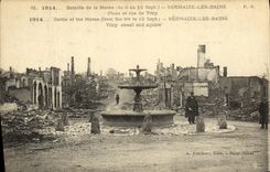 VINTAGE POSTCARD Militaria Sermaize Les Bains Ruins Places and street of Vitry