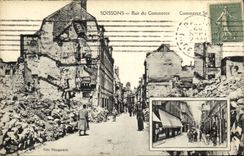 CPA Soissons Rue du Commerce Militaria