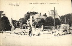 VINTAGE POSTCARD Suippes the Place of the Militaria Town hall