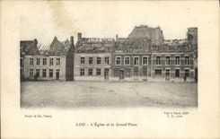 VINTAGE POSTCARD Loo L Church and the Large Militaria De luxe hotel