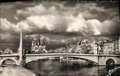 VINTAGE POSTCARD Our Paris Notre Dame under a sky D storm