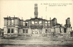 VINTAGE POSTCARD Militaria Battles of the Marne Laheycourt Town hall