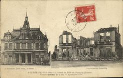 VINTAGE POSTCARD Militaria Town hall of Revigny Bombardment