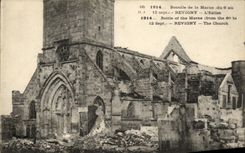 VINTAGE POSTCARD Militaria Battles of the Marne Revigny L church