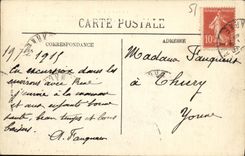 La POSTAL Militaria Bataille de la VENDIMIA del Marne Batiment chambry bombardea y fija el fuego por al aleman