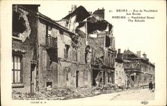 VINTAGE POSTCARD Militaria Rheims Street of Neufchatel Schools