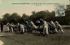 CPA Militaria Scenes De Manoeuvres Le Canon de 155 court en position de route 