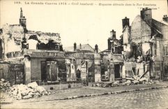 VINTAGE POSTCARD Militaria the Great War Creil Stores destroyed in the street Gambetta Drapery