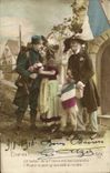 VINTAGE POSTCARD Militaria a Kiss of Alsace France