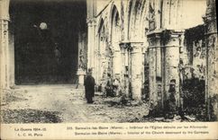 VINTAGE POSTCARD Militaria Sermaize les Bains Interior of L church destroyed by German