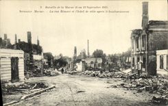 VINTAGE POSTCARD Militaria Battles of the Sermaize Marne the street and L town hall after the bombardment