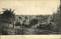 VINTAGE POSTCARD Militaria the bridge D Hirson destroyed by German