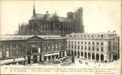 VINTAGE POSTCARD Militaria the Crime of Rheims the cathedral and the place of Rheims