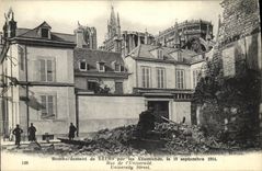 VINTAGE POSTCARD Militaria Bombardment of Rheims by the Germans Street of L University
