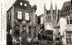 VINTAGE POSTCARD Militaria Ypres the Museum and the Caretaker s lodge destroyed by the Germans