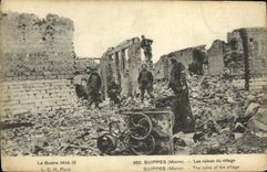 VINTAGE POSTCARD Suippes Ruins of Militaria Village