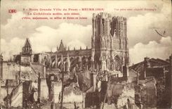 VINTAGE POSTCARD Rheims Our Big city of the Face the cathedral mutilee Militaria