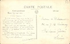 VINTAGE POSTCARD Rheims Our Big city of the Face the cathedral mutilee Militaria