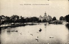 VINTAGE POSTCARD Mulhouse La Poste and the New Basin Barge