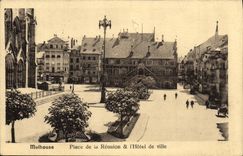VINTAGE POSTCARD Mulhouse Places Meeting L Town hall
