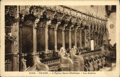 VINTAGE POSTCARD Thann L Church Holy Thiebaut Stalls