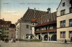 Anuncio publicitario del hotel de Colmar Kaufhaus de la POSTAL de la VENDIMIA