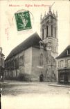 VINTAGE POSTCARD Moulins Church Saint Pierre Grocer