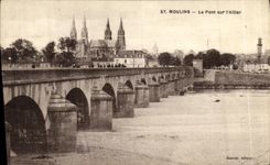 VINTAGE POSTCARD Moulins the Bridge on L Ailler