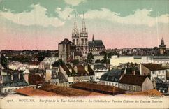 VINTAGE POSTCARD Moulins Seen from of the Tower Gilles Saint the Cathedral and L old castle of the Dukes of Bourbon