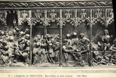 CPA Treguier Bas Reliefs en Bois Sculpte