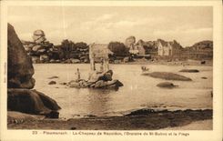 CPA Ploumanch Le Chateau Costaeres L Oratolre de St Guirec et la plage